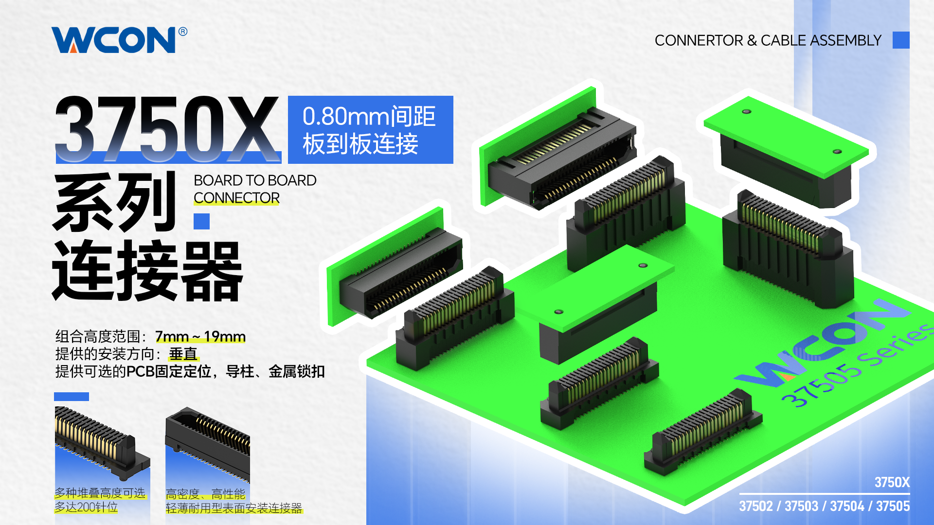 3750X 系列雙排板對(duì)板連接器：56Gbps 高速、工業(yè)級(jí)精密連接解決方案